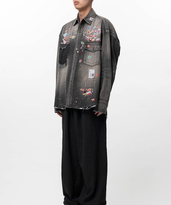 Kids Sticker Printed Denim Shirt