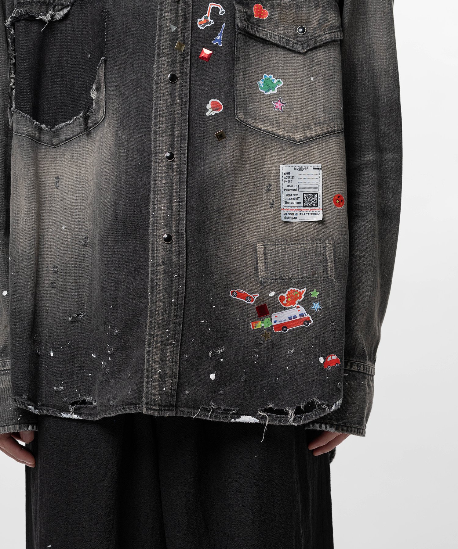 Kids Sticker Printed Denim Shirt