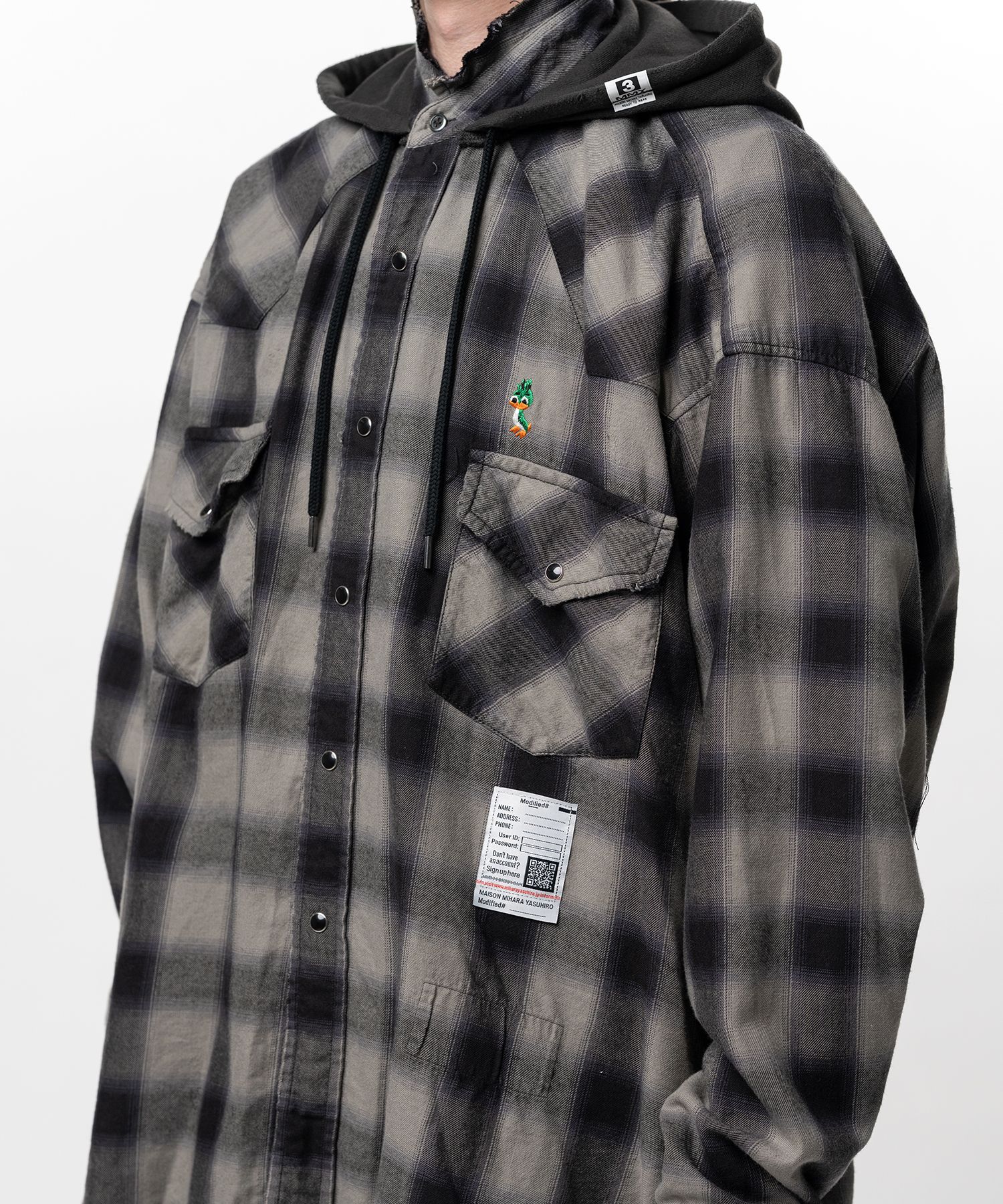 Hoodie Combine Checkered Shirt