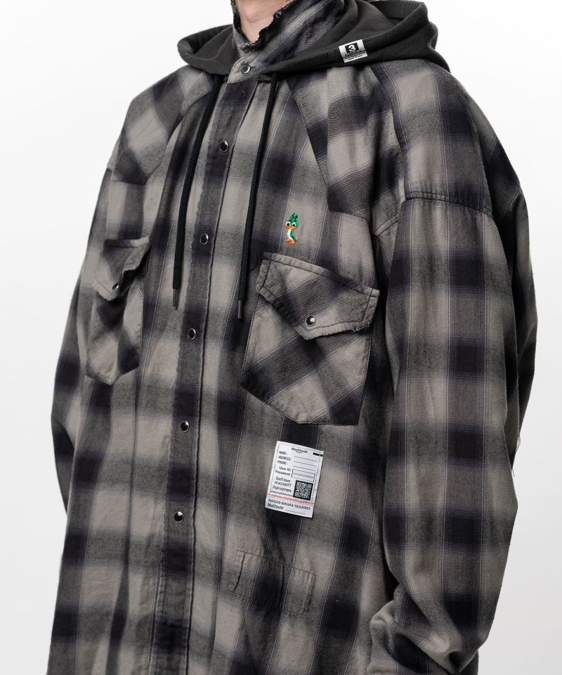 Hoodie Combine Checkered Shirt