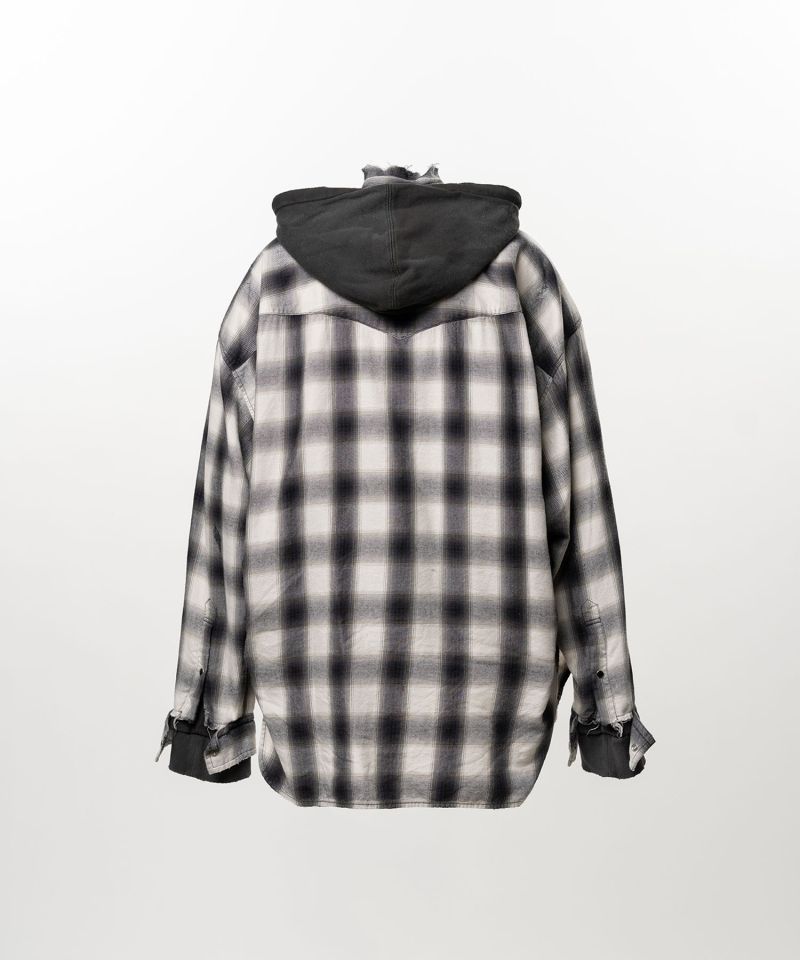 Hoodie Combine Checkered Shirt