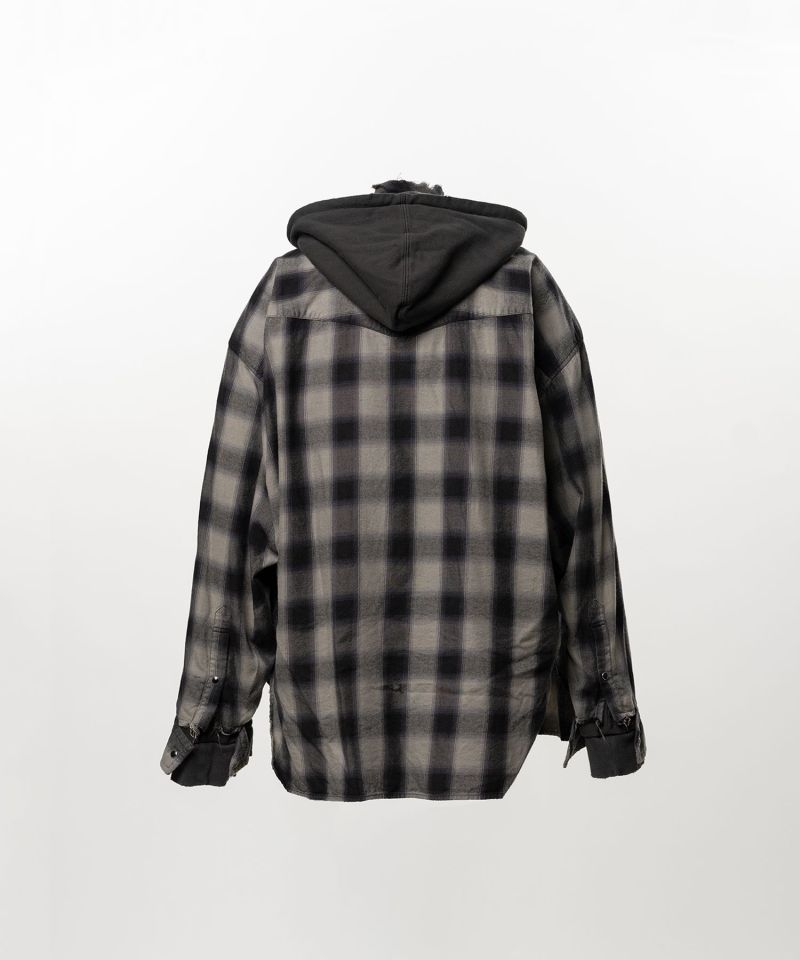 Hoodie Combine Checkered Shirt