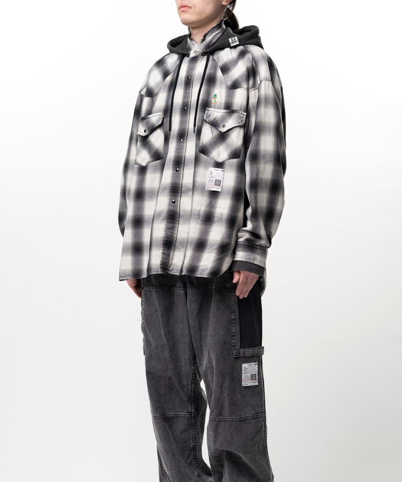 Hoodie Combine Checkered Shirt