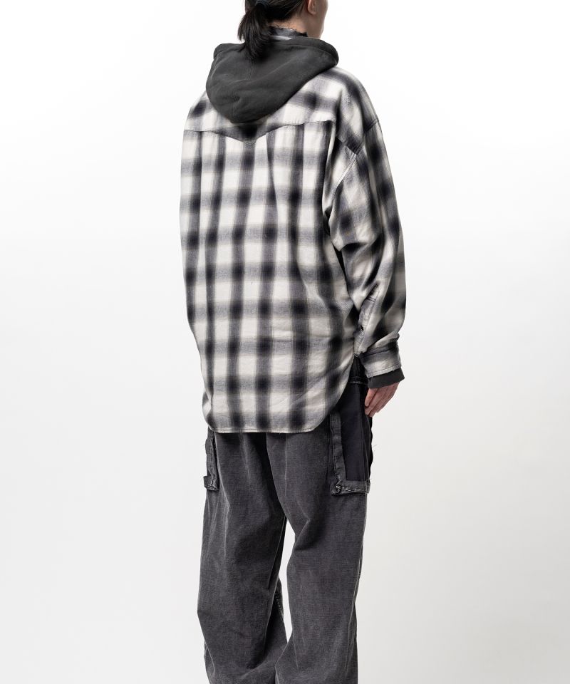 Hoodie Combine Checkered Shirt