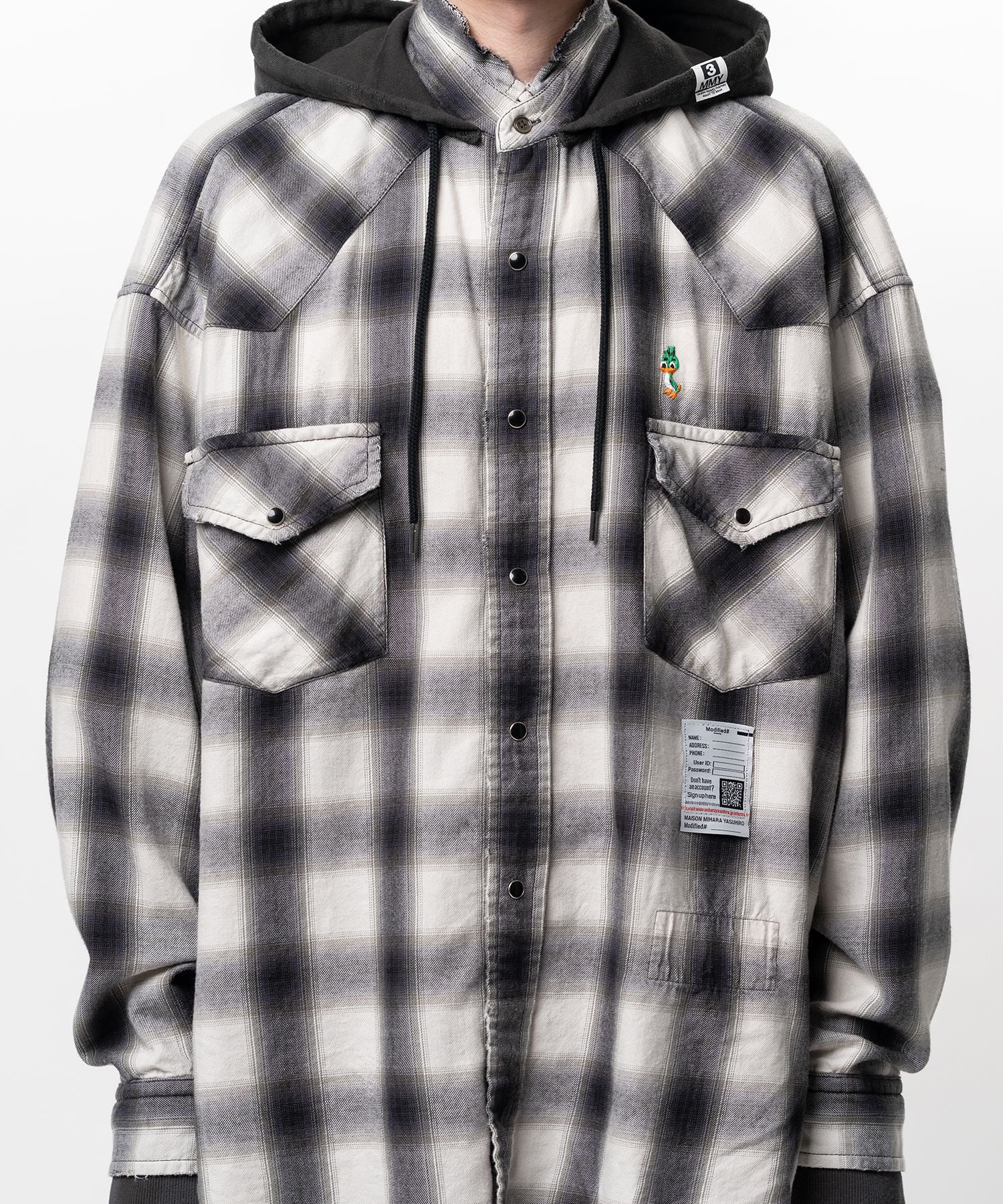 Hoodie Combine Checkered Shirt