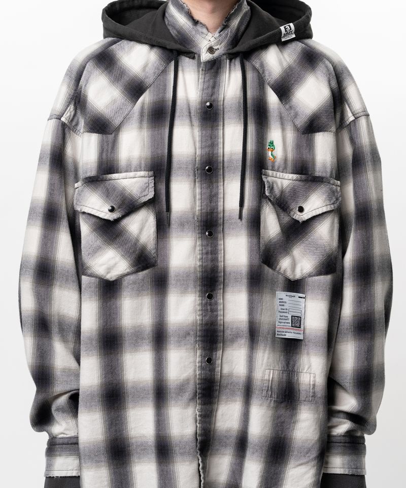 Hoodie Combine Checkered Shirt