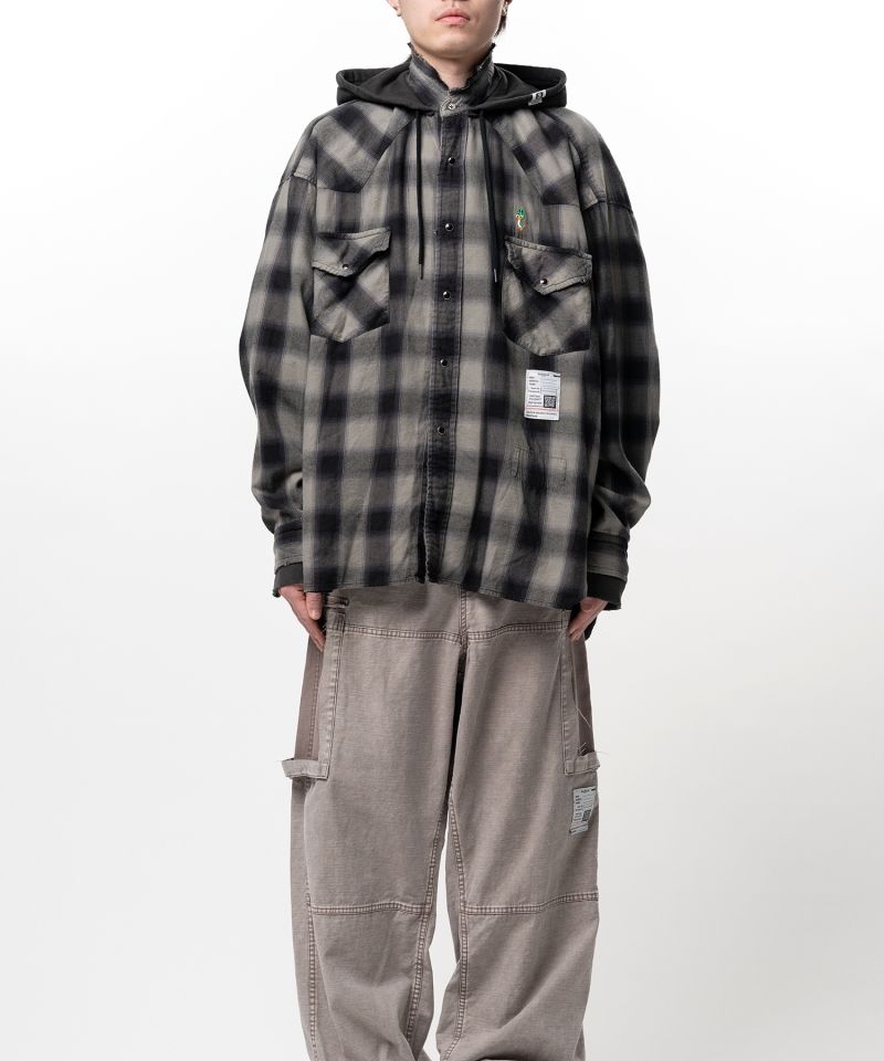 Hoodie Combine Checkered Shirt