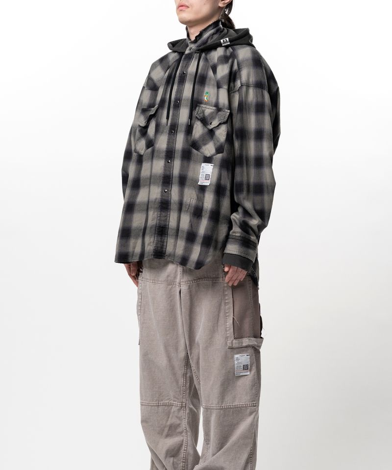 Hoodie Combine Checkered Shirt