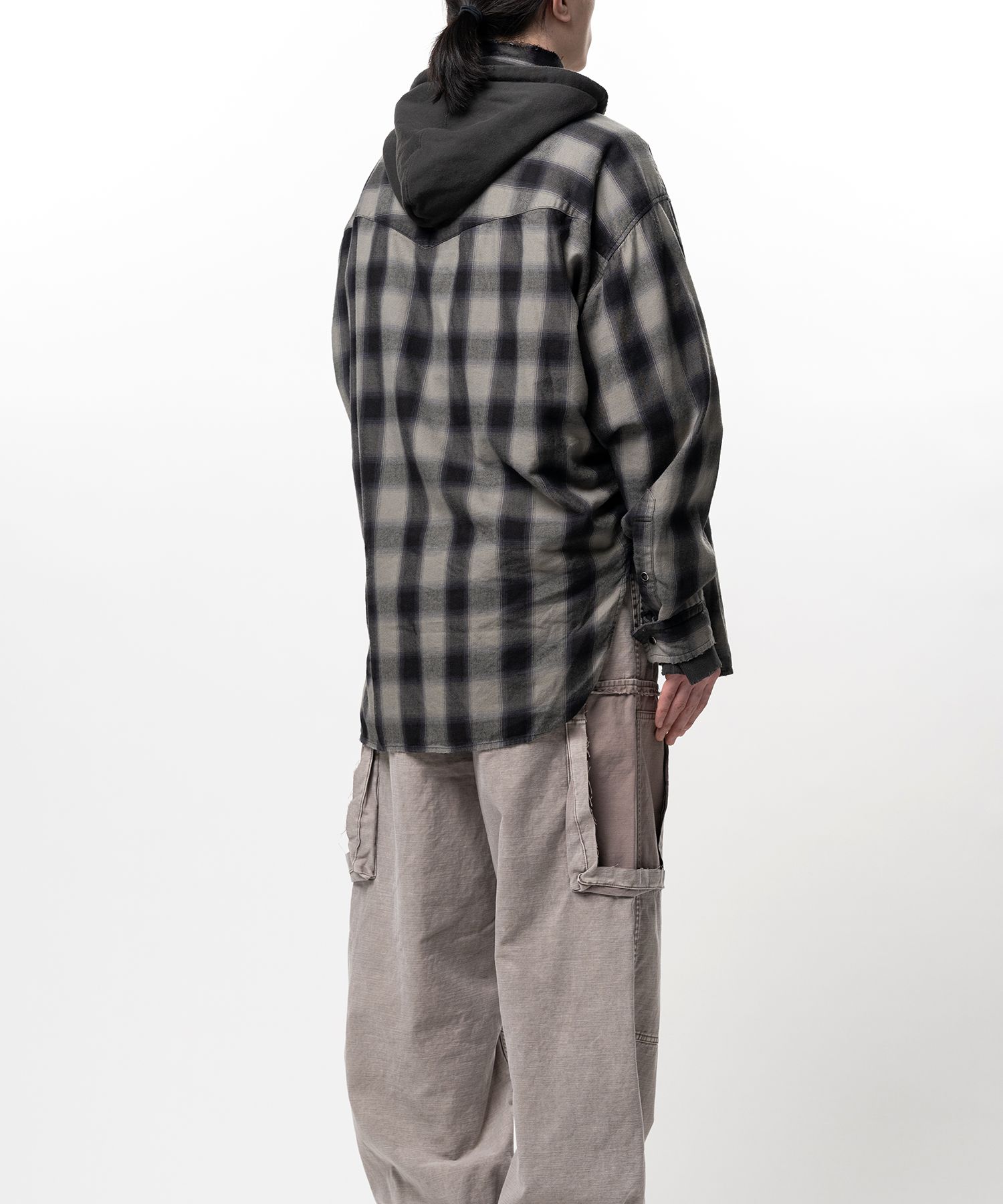 Hoodie Combine Checkered Shirt