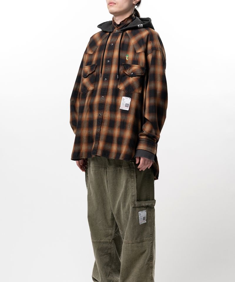 Hoodie Combine Checkered Shirt