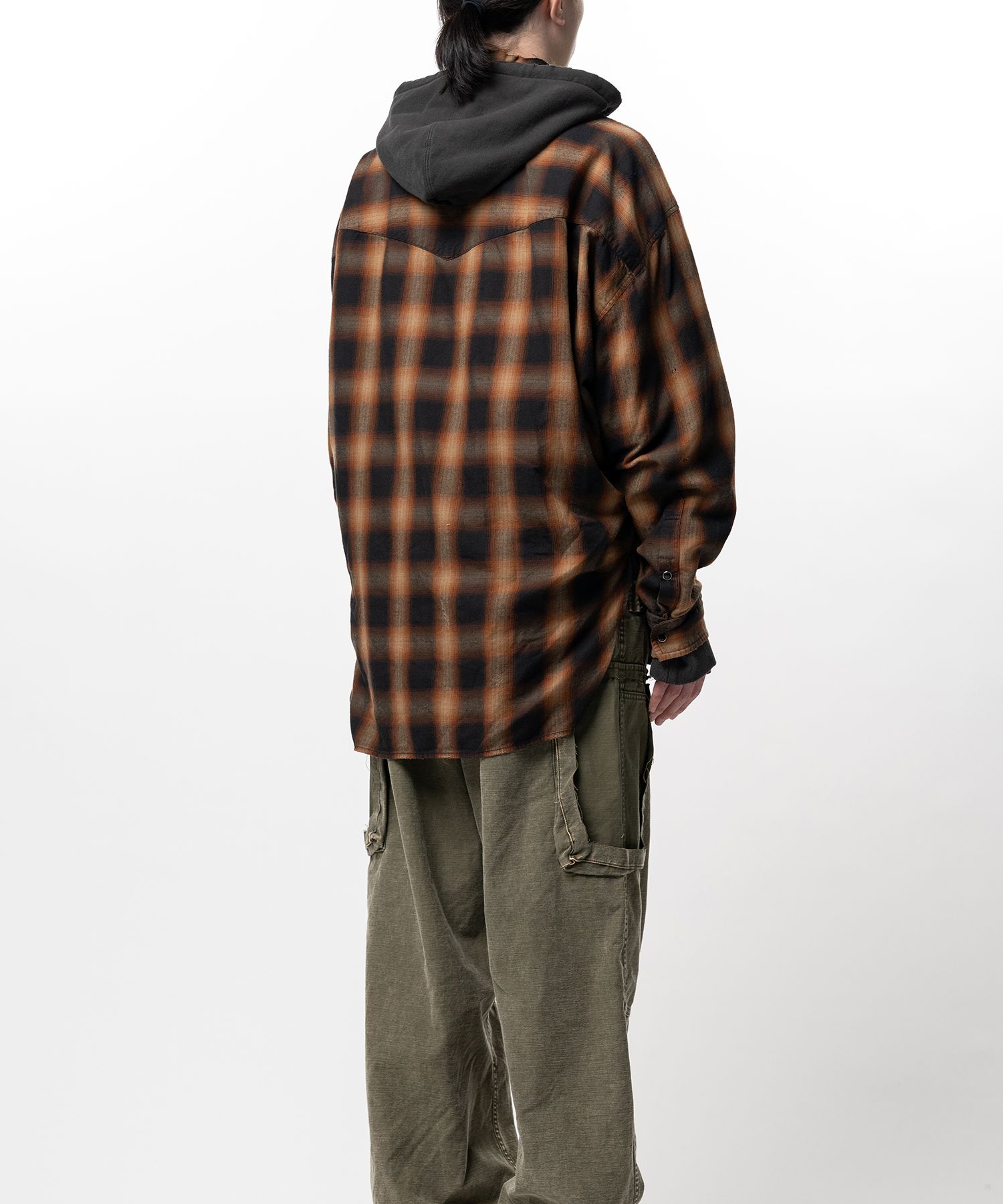 Hoodie Combine Checkered Shirt