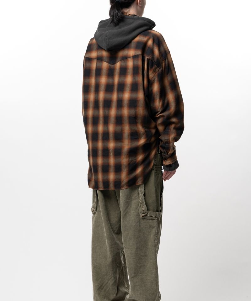 Hoodie Combine Checkered Shirt