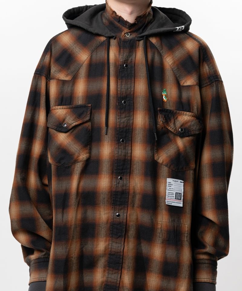 Hoodie Combine Checkered Shirt