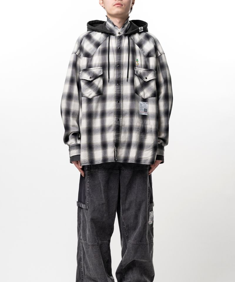 Hoodie Combine Checkered Shirt