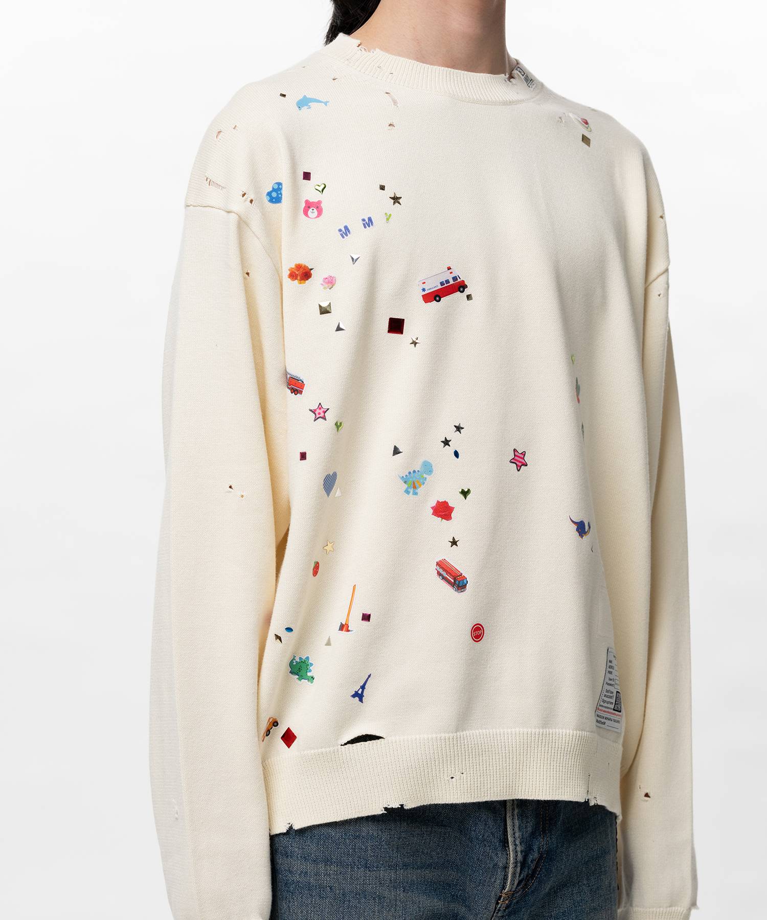 Kids Sticker Printed Knit Sweater