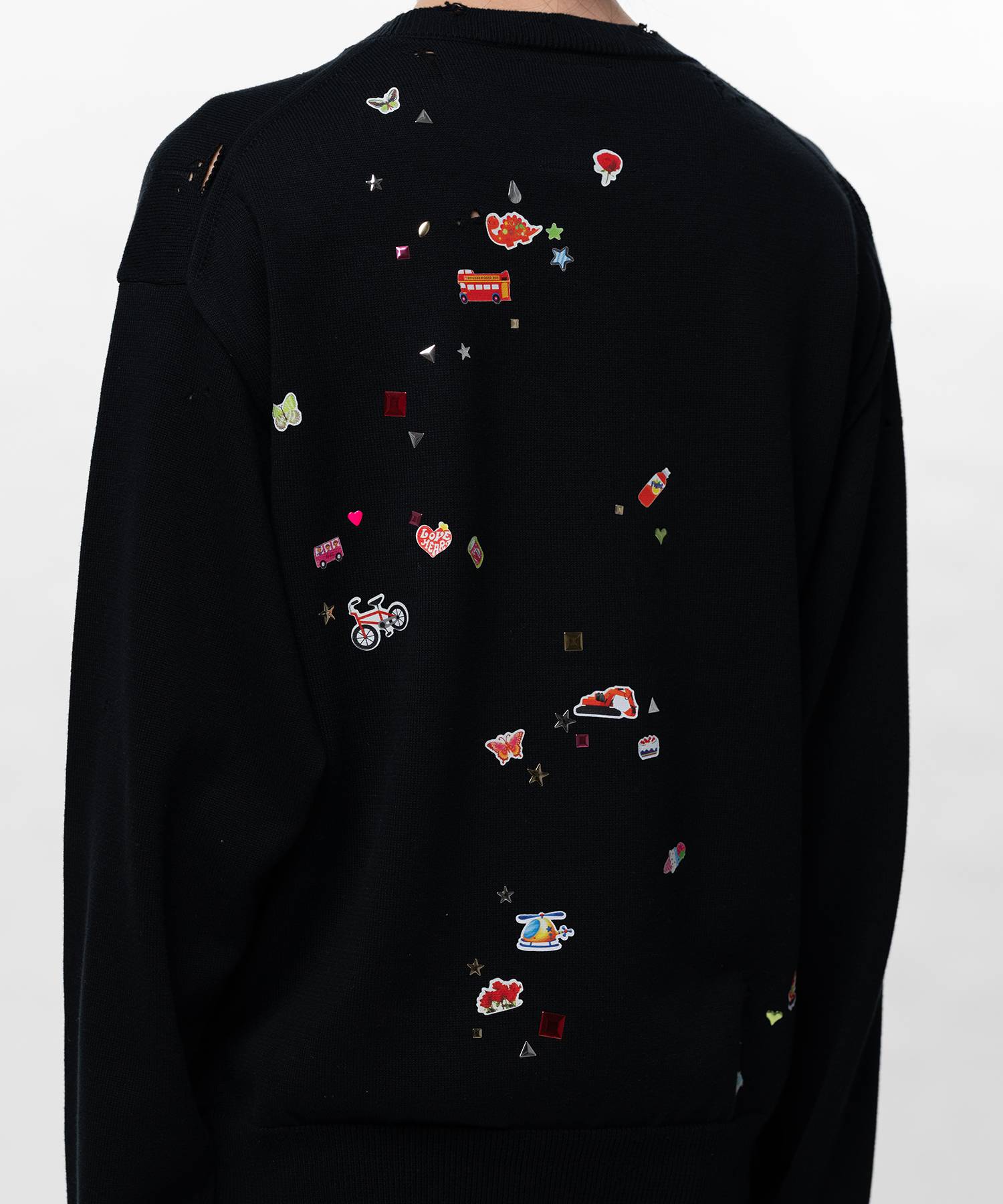 Kids Sticker Printed Knit Sweater