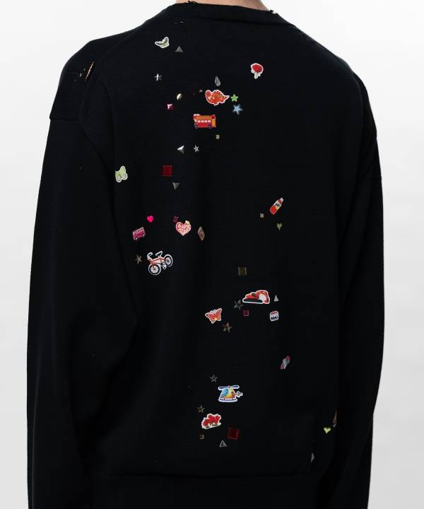 Kids Sticker Printed Knit Sweater