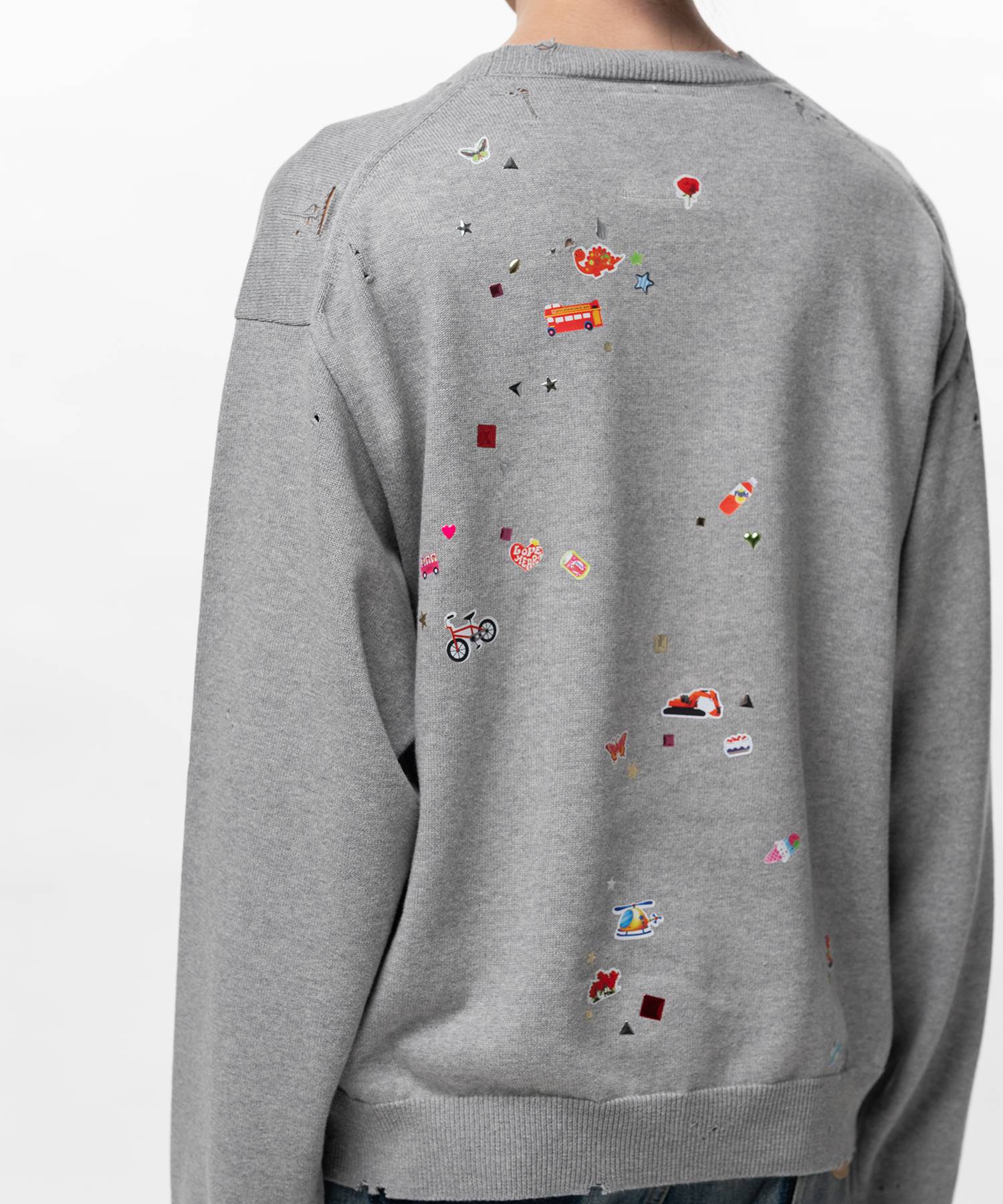 Kids Sticker Printed Knit Sweater