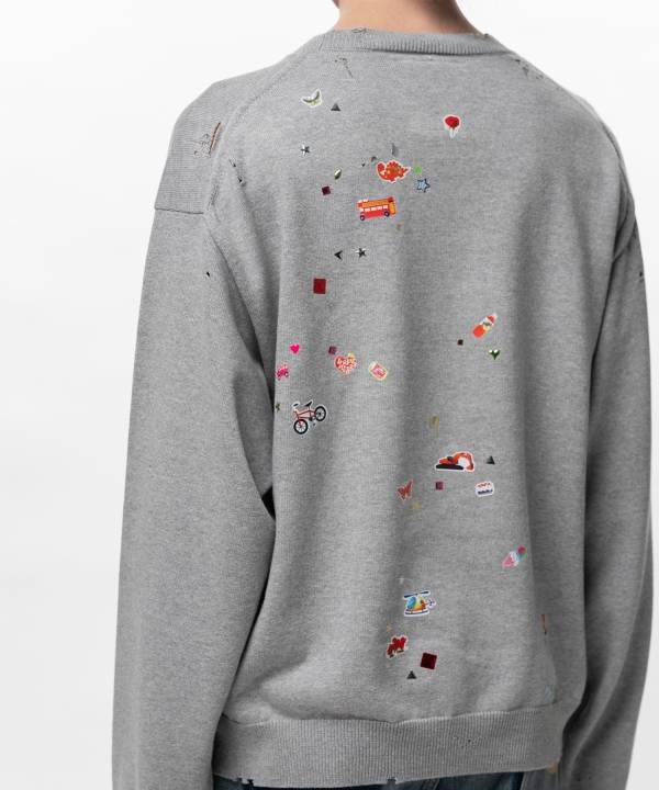 Kids Sticker Printed Knit Sweater