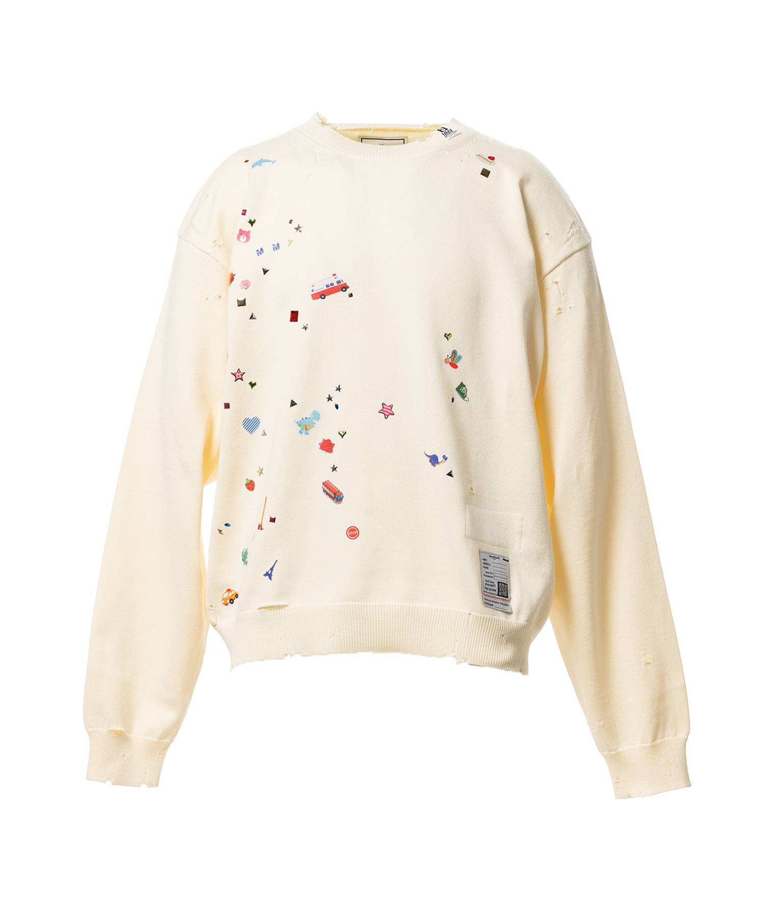 Kids Sticker Printed Knit Sweater