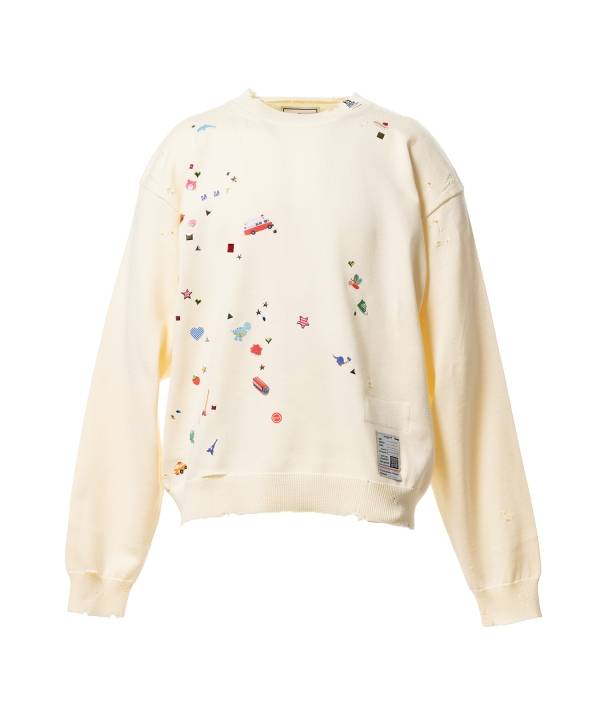 Kids Sticker Printed Knit Sweater