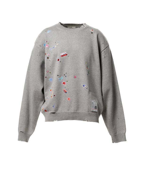 Kids Sticker Printed Knit Sweater