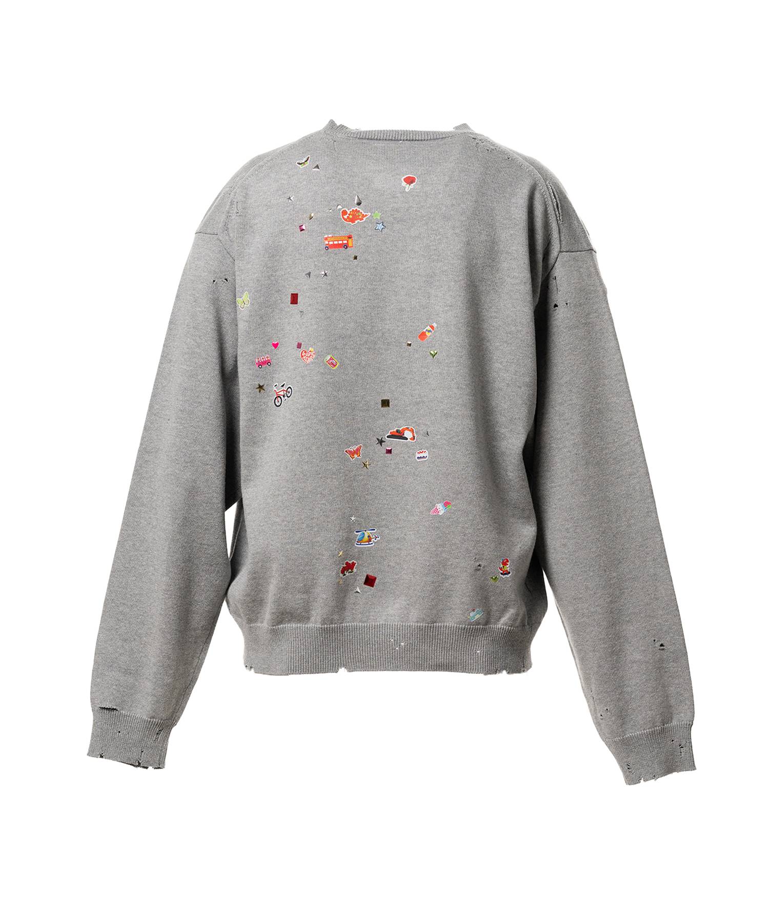 Kids Sticker Printed Knit Sweater