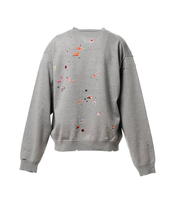 Kids Sticker Printed Knit Sweater