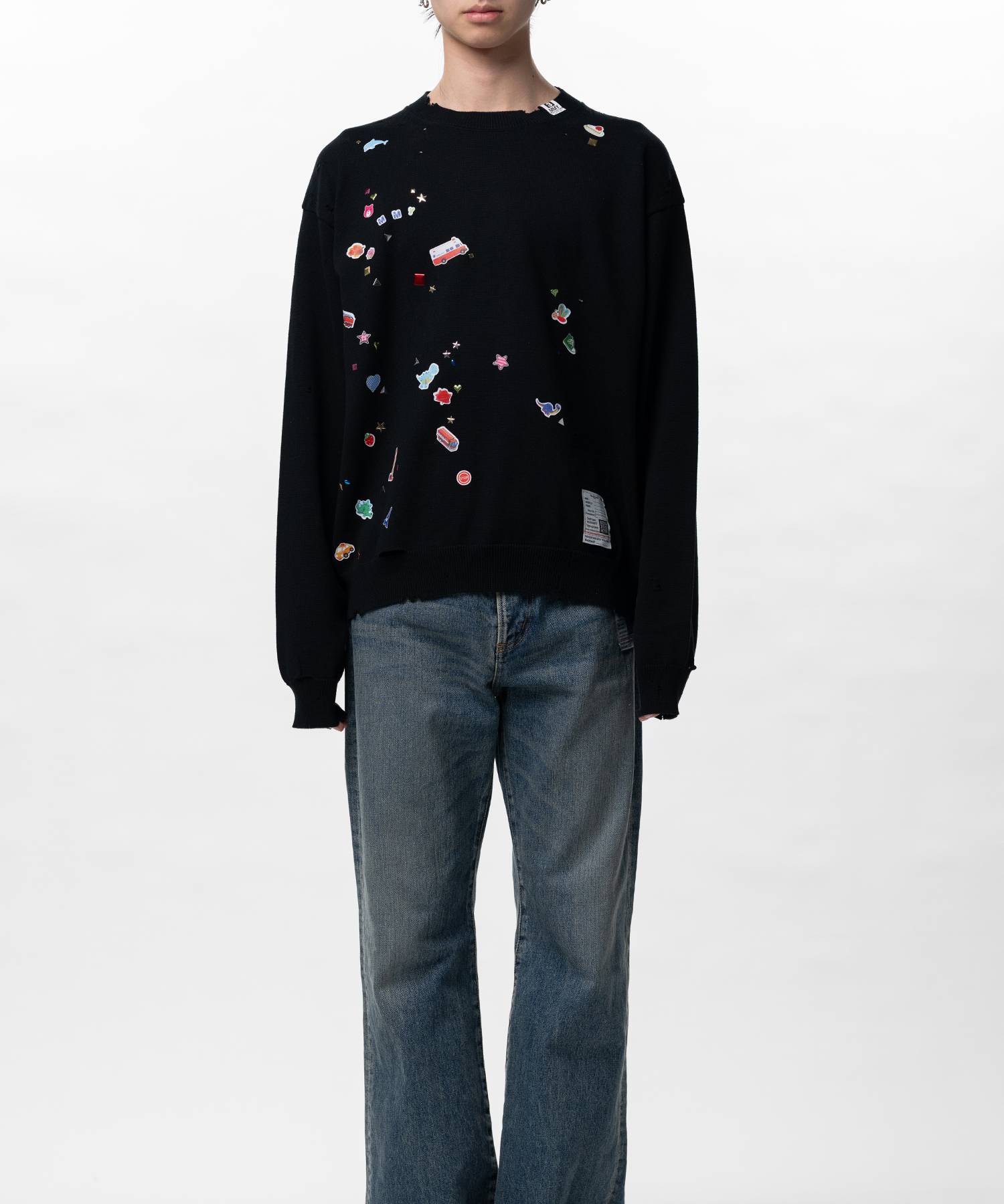 Kids Sticker Printed Knit Sweater