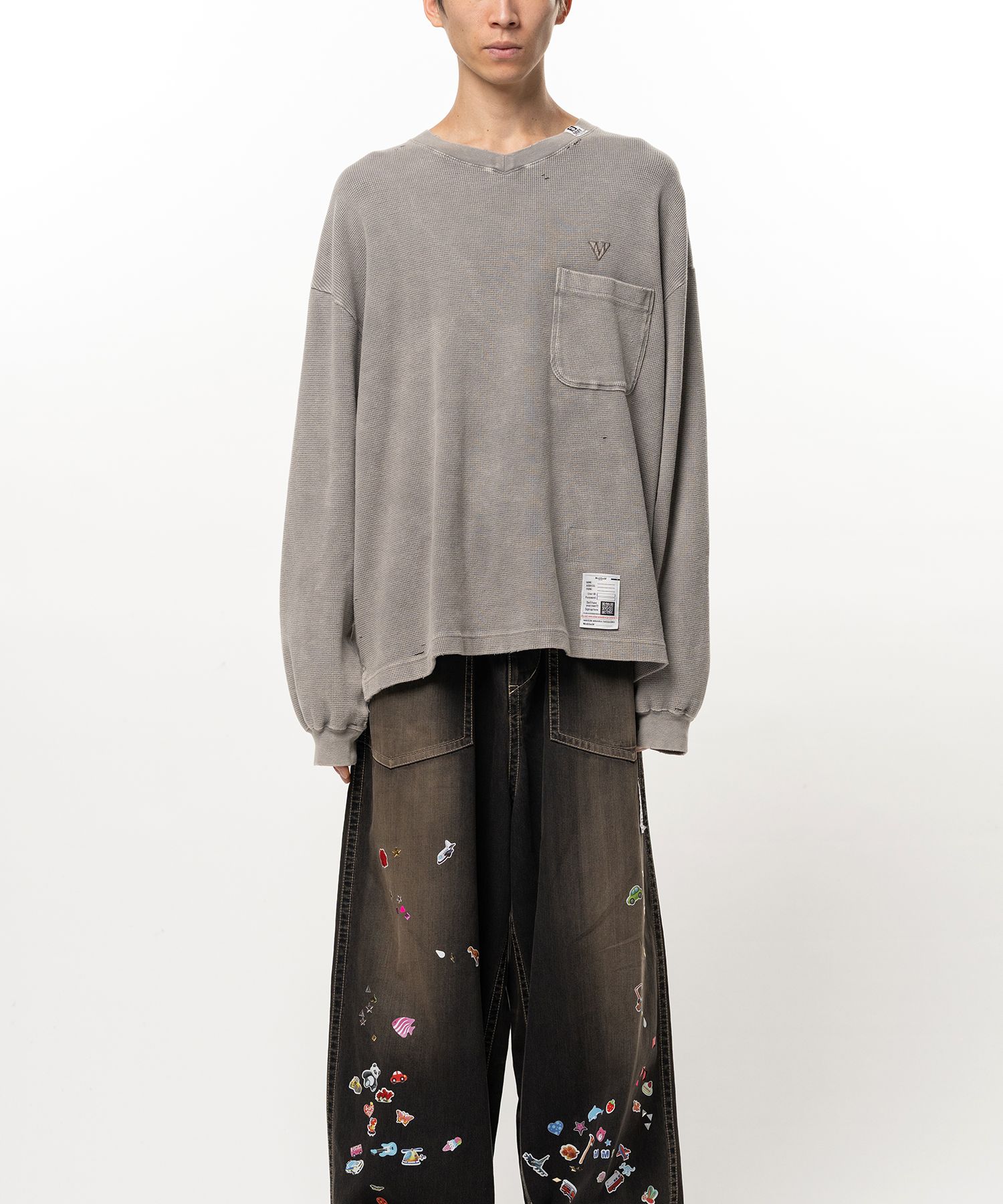 Bleached Waffle Long Sleeve T-Shirt