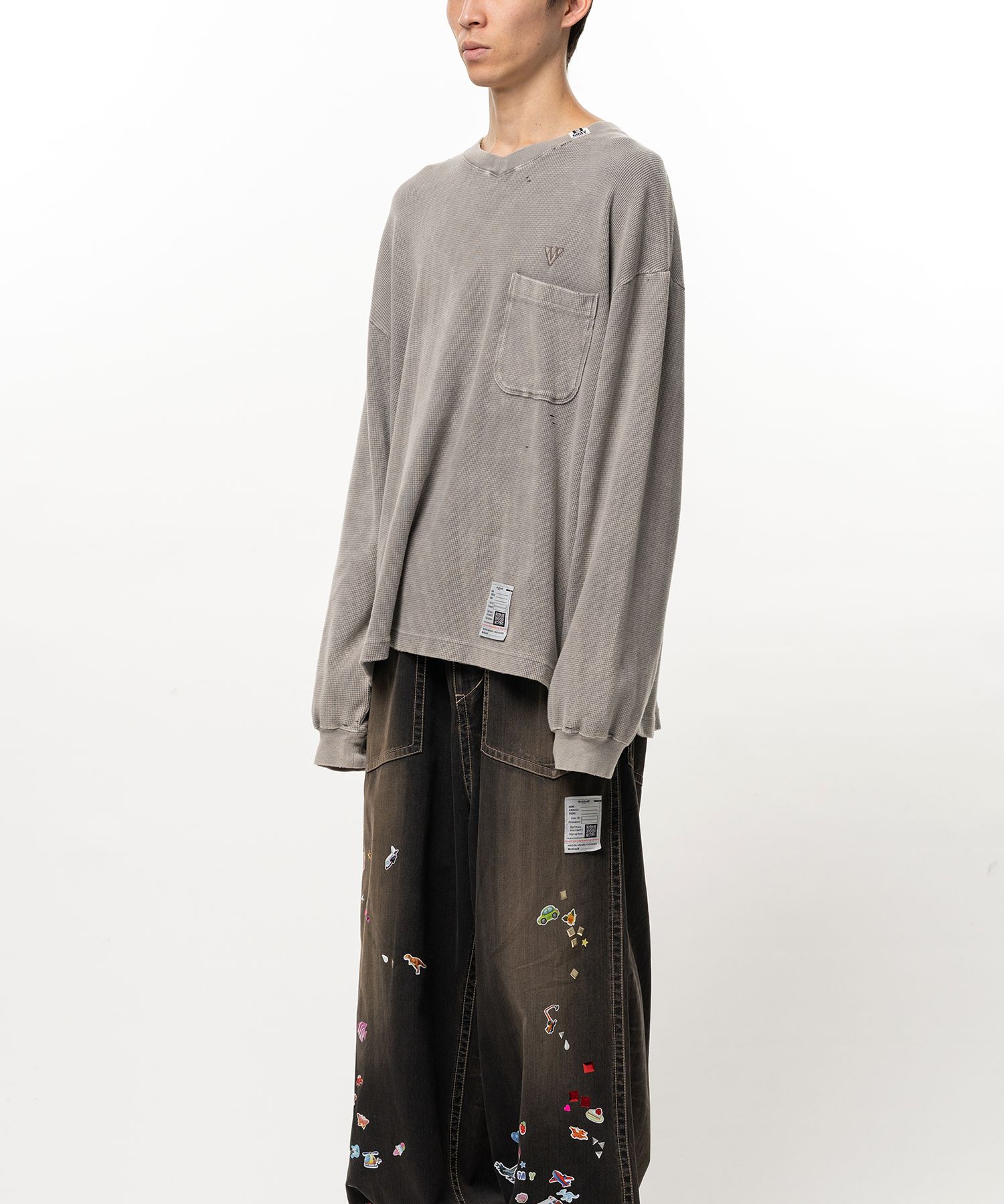 Bleached Waffle Long Sleeve T-Shirt