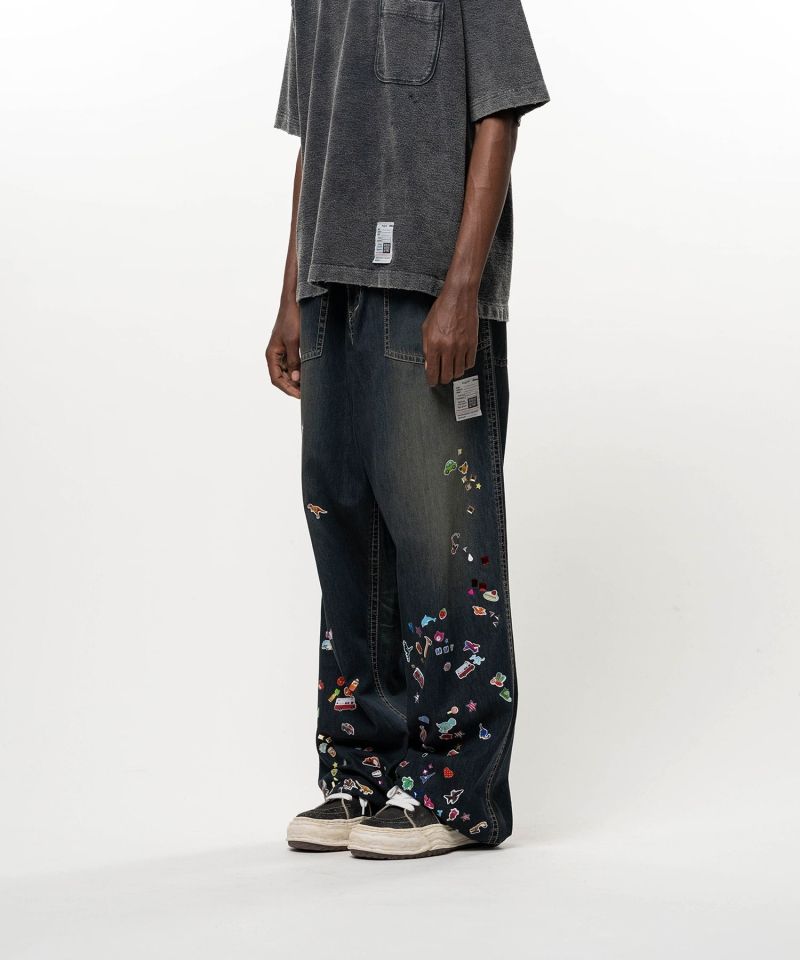 Kids Sticker Printed Baker Denim Pants