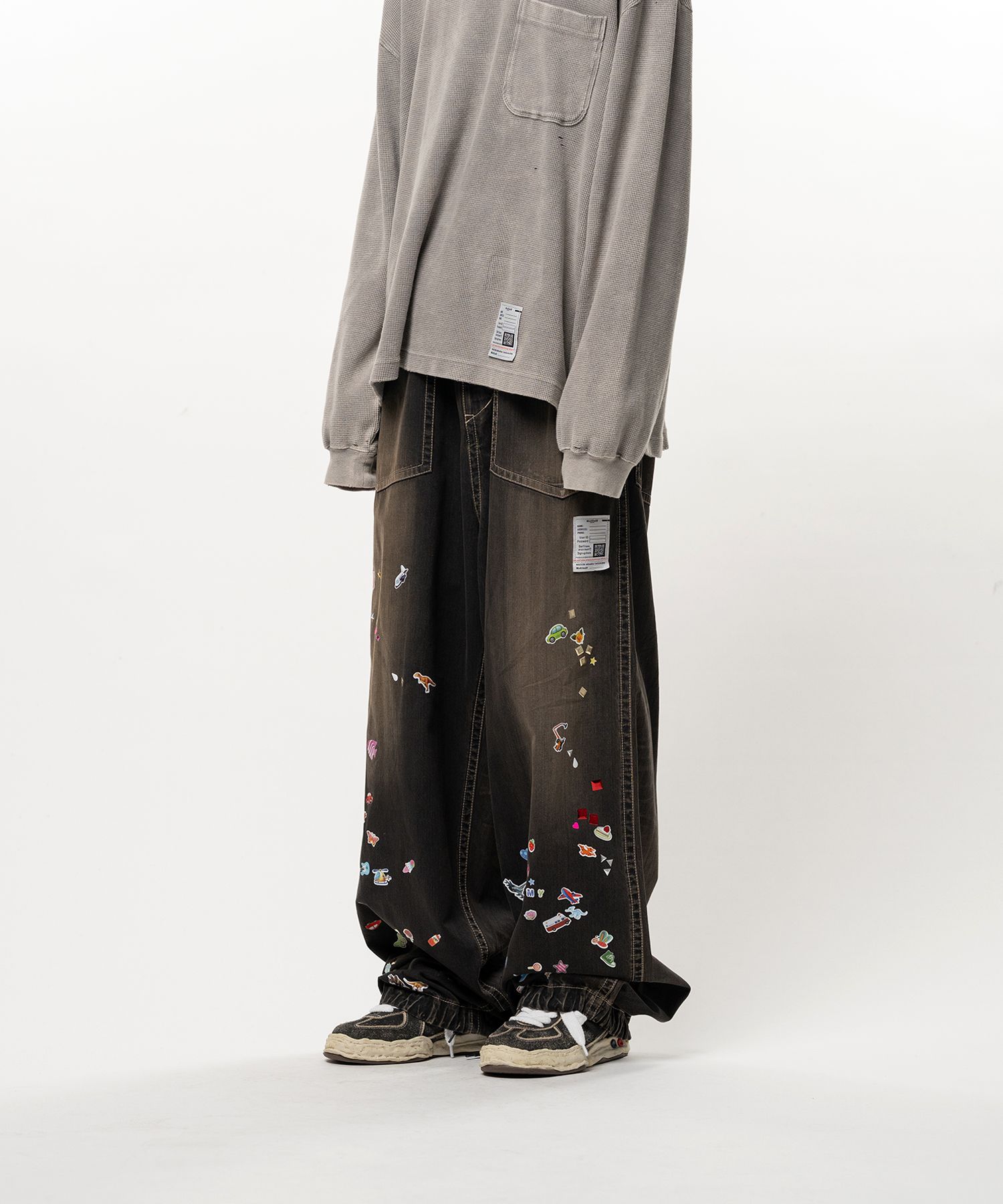 Kids Sticker Printed Baker Denim Pants