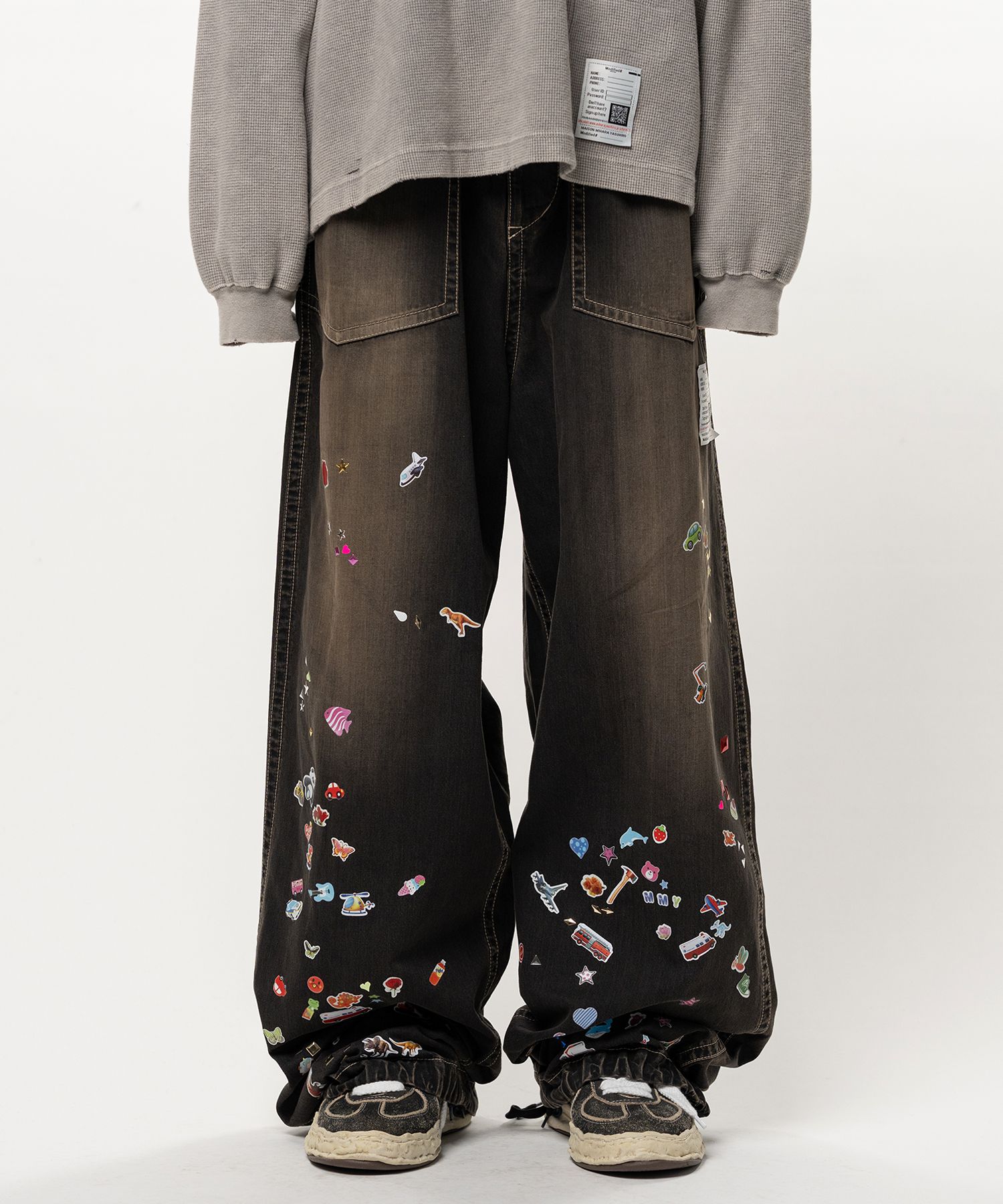 Kids Sticker Printed Baker Denim Pants