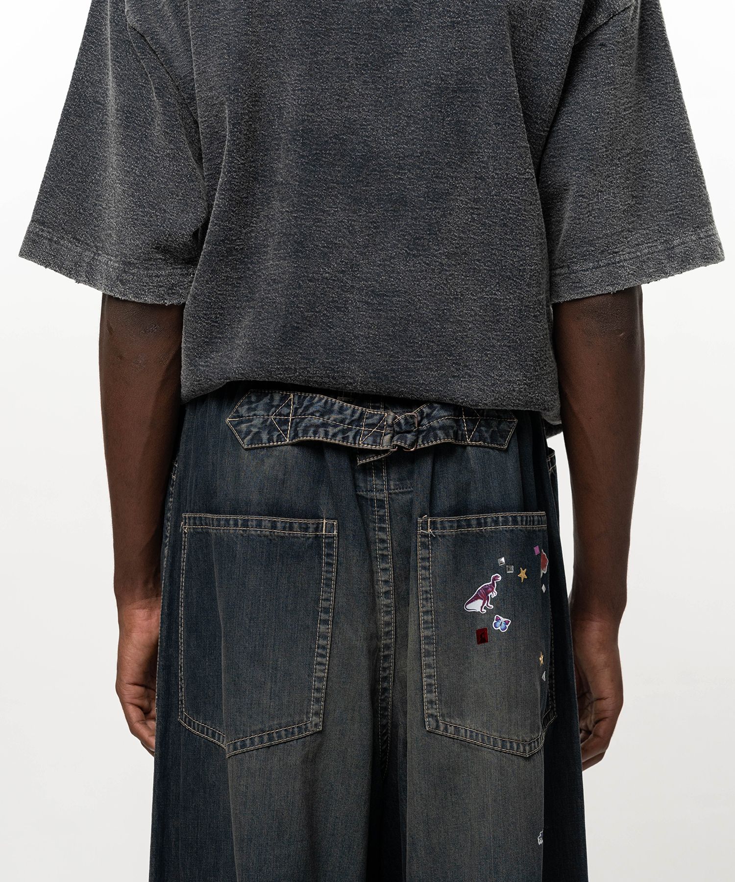 Kids Sticker Printed Baker Denim Pants
