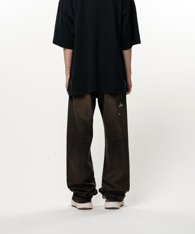Kids Sticker Printed Straight Denim Pants