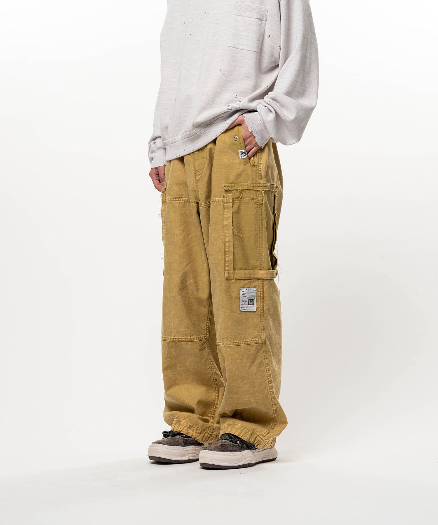 Cotton Satin Cargo Pants