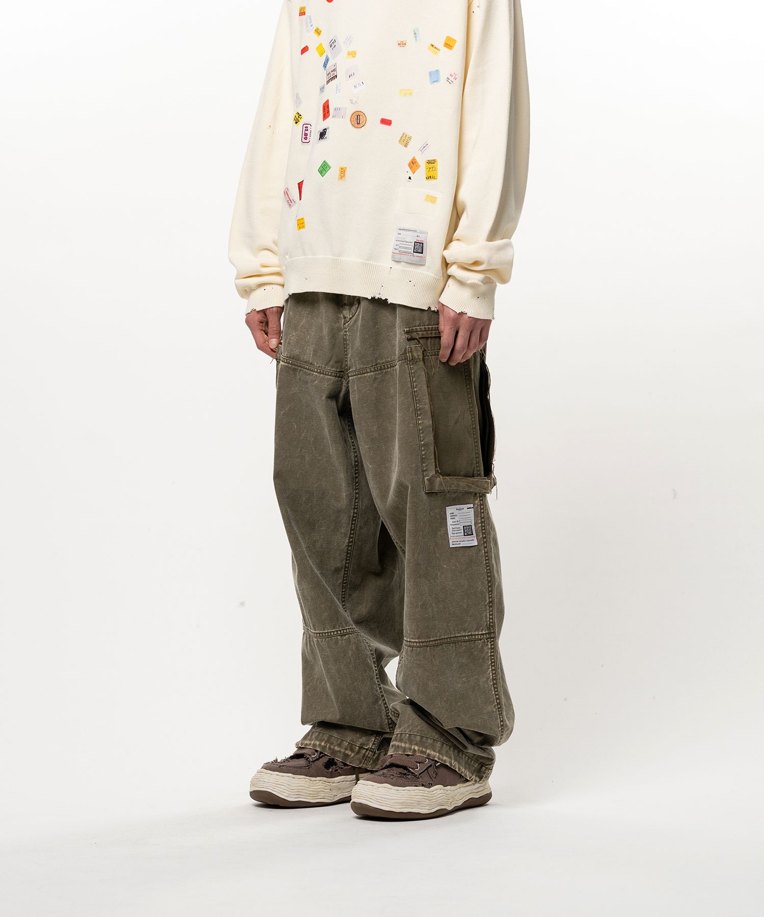 Cotton Satin Cargo Pants