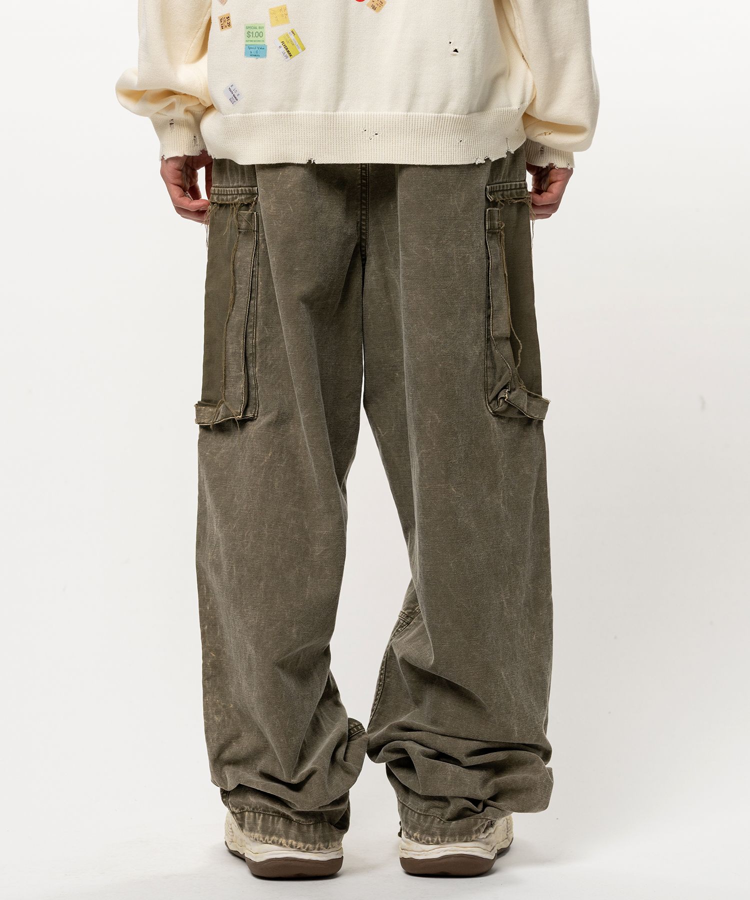 Cotton Satin Cargo Pants