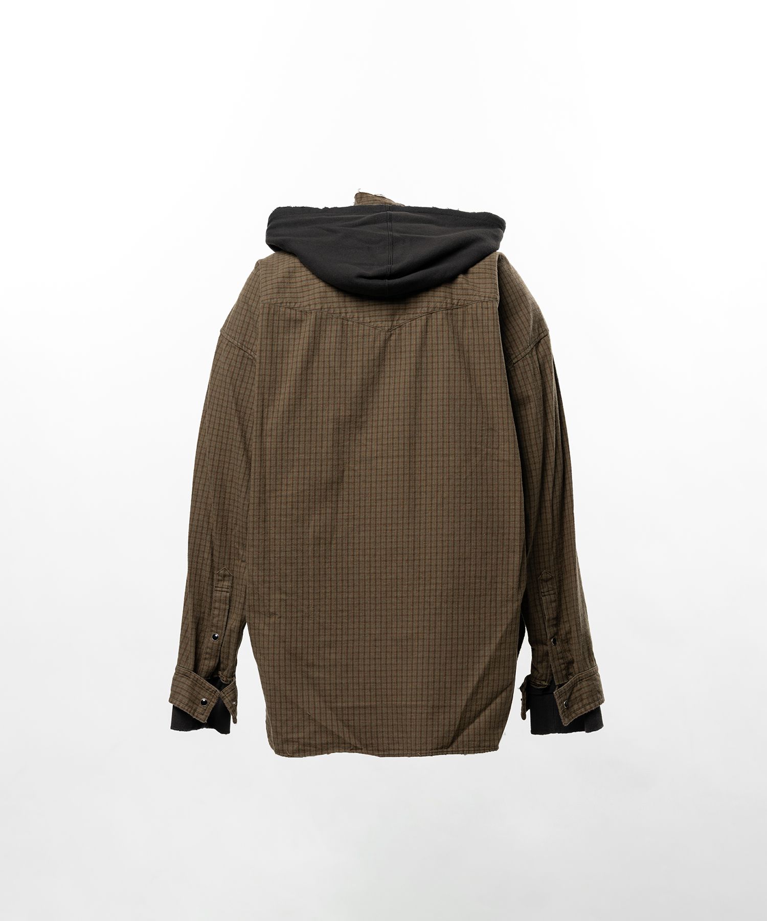 Hoodie Combine Checkered Shirt