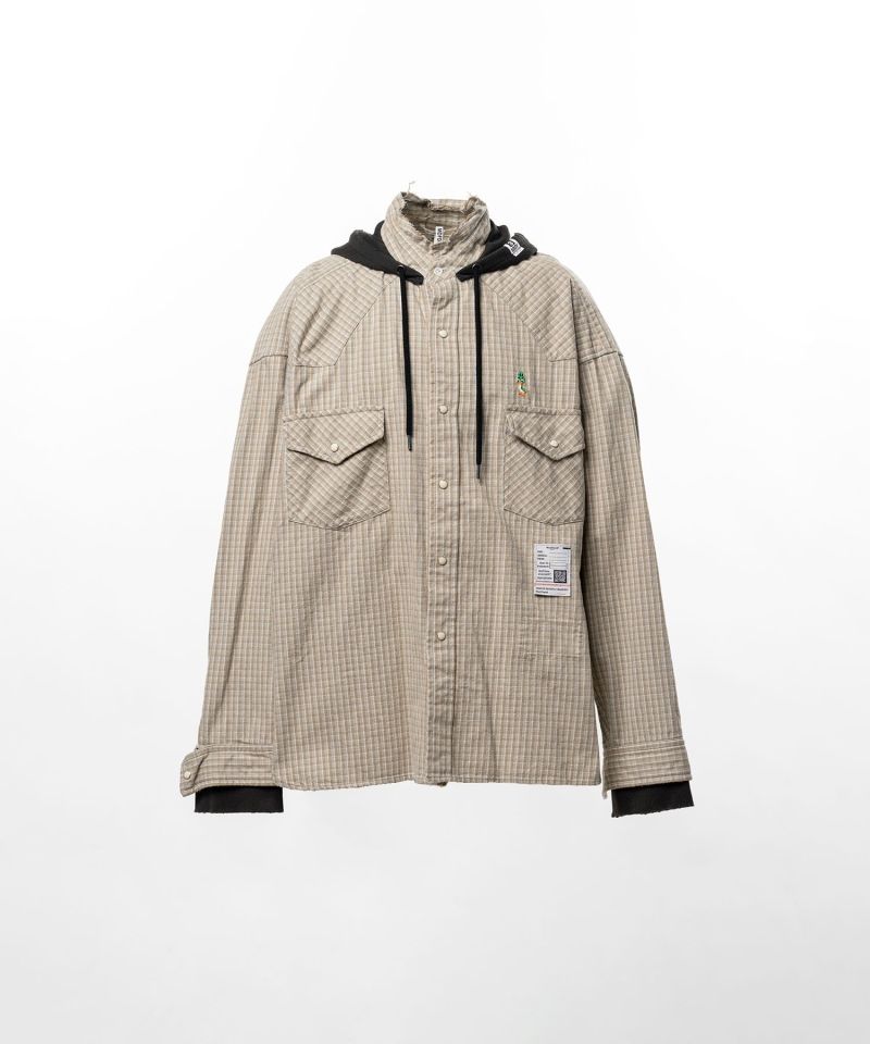 Hoodie Combine Checkered Shirt