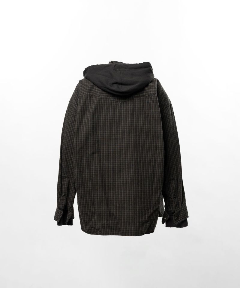 Hoodie Combine Checkered Shirt