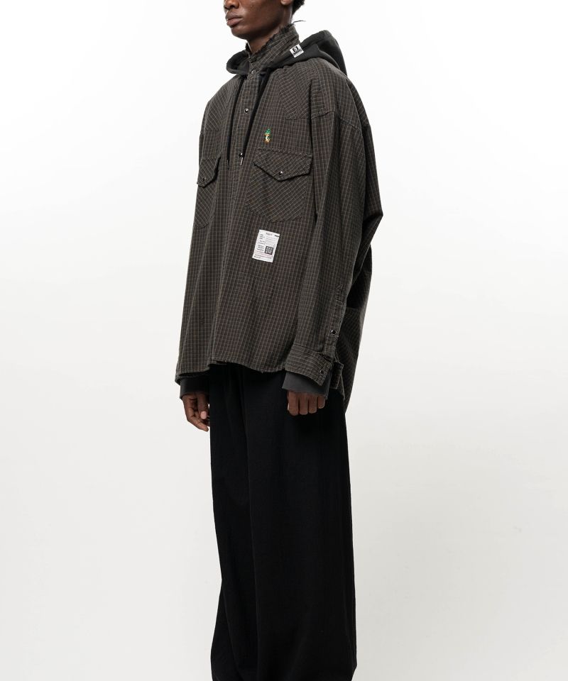 Hoodie Combine Checkered Shirt