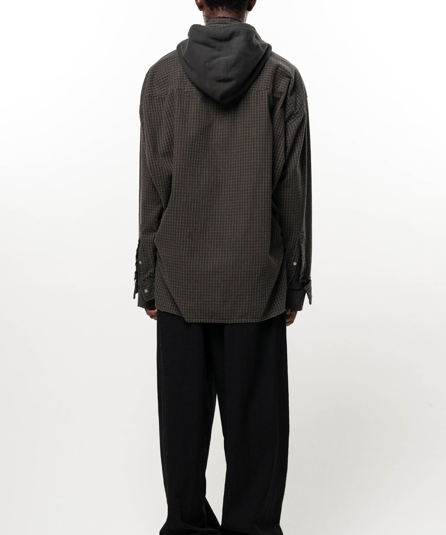Hoodie Combine Checkered Shirt