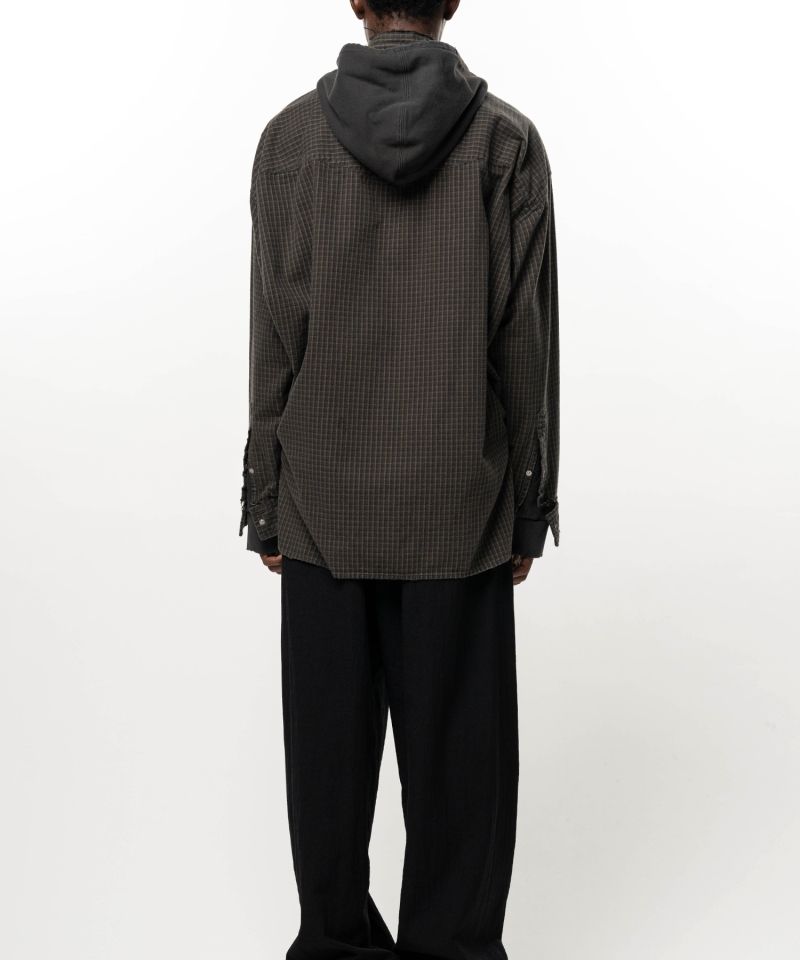 Hoodie Combine Checkered Shirt