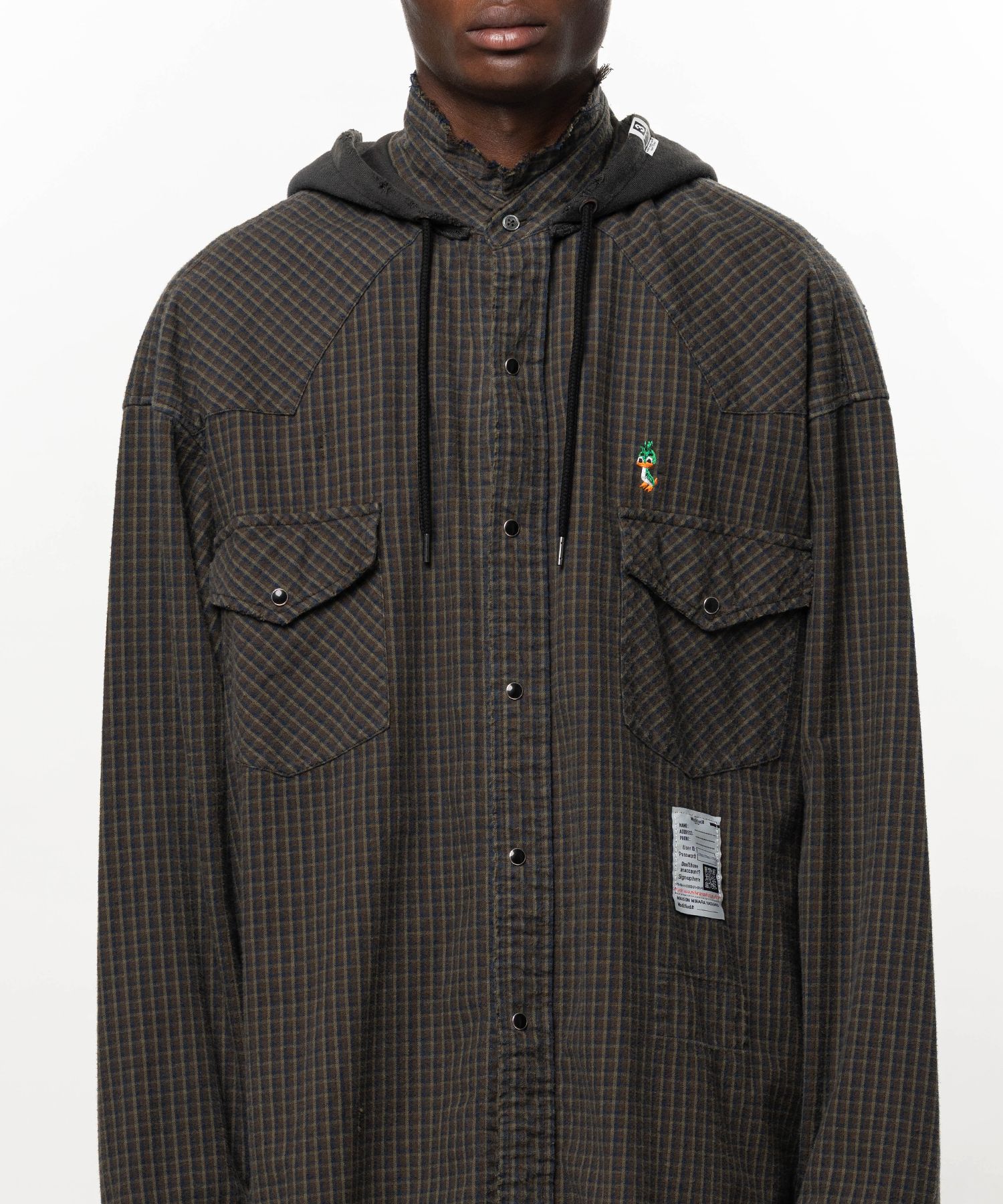 Hoodie Combine Checkered Shirt