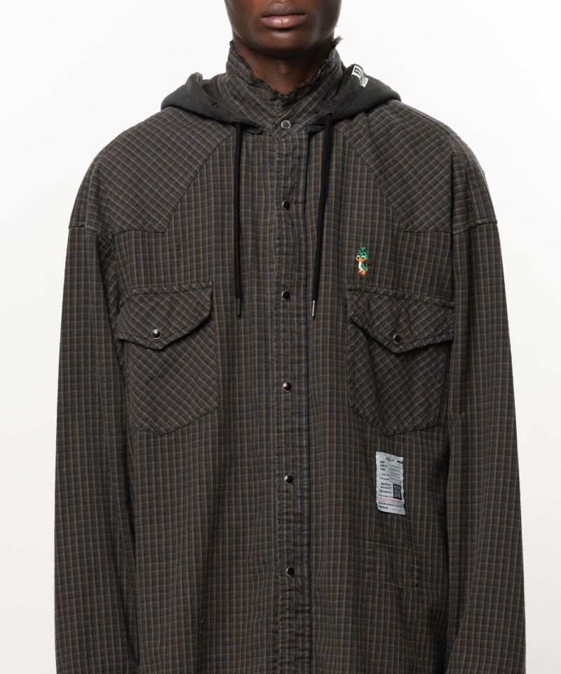 Hoodie Combine Checkered Shirt