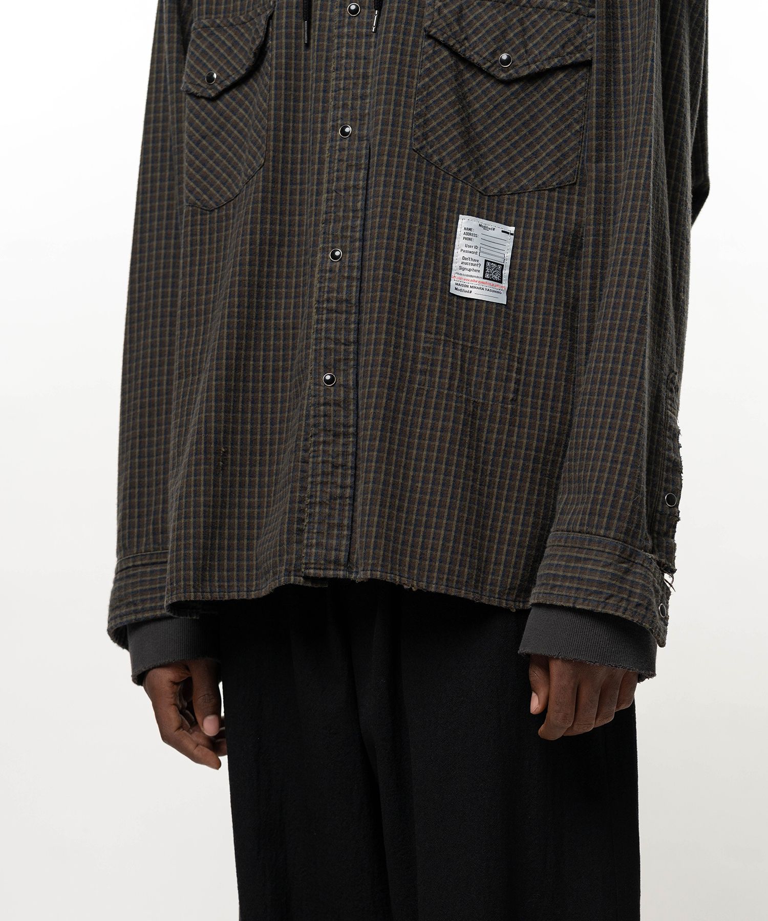 Hoodie Combine Checkered Shirt