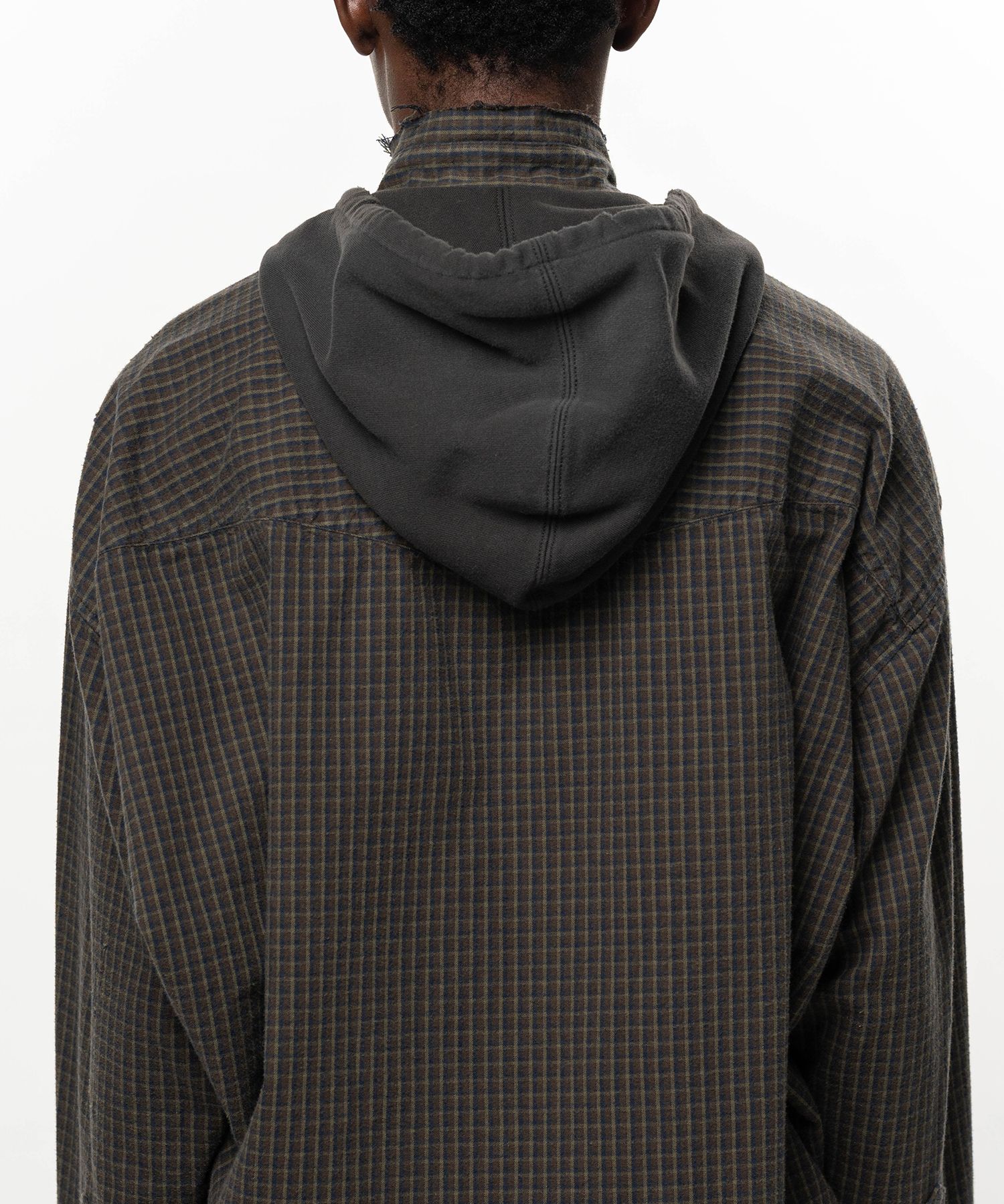 Hoodie Combine Checkered Shirt