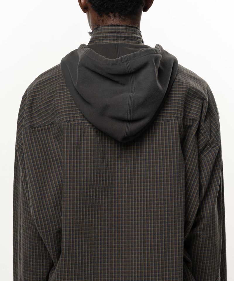Hoodie Combine Checkered Shirt